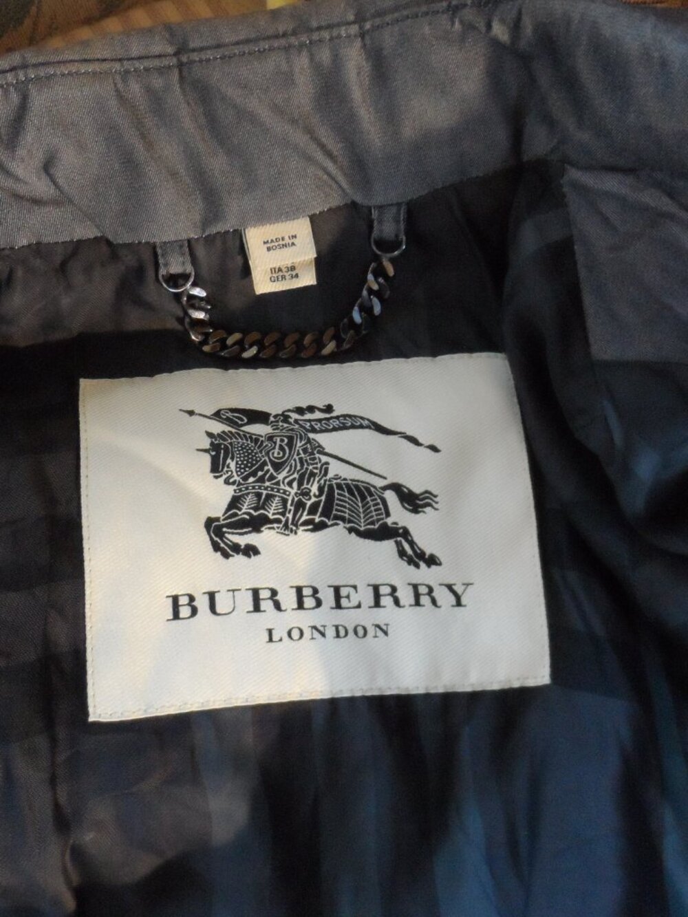 New Burberry London Dark Gray Leather Trim Trench Coat Size IT 38-US 2 - Picture 14 of 16